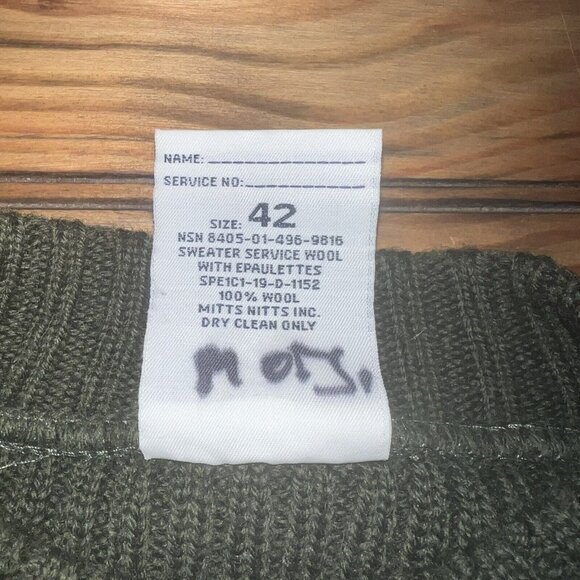 DSCP Valor Collection Ribbed Miltary Sweater Size 42 100% Wool USMC Army Green - Picture 3 of 9